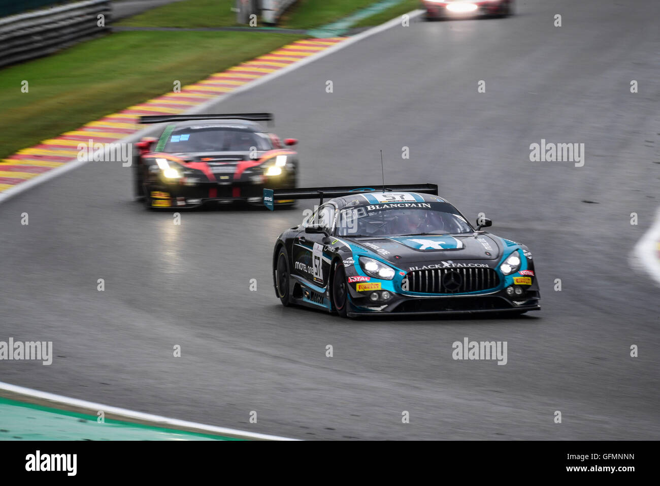 Spa Francorchamps, France. 31 juillet, 2016. 24 Heures de Spa endurance. # 57 BLACK FALCON (DEU) MERCEDES BENZ AMG GT3 HUBERT HAUPT (DEU) ADAM CHRISTODOULOU (GBR) ANDREAS SIMONSEN (SWE) : Action de Crédit Plus Sport/Alamy Live News Banque D'Images