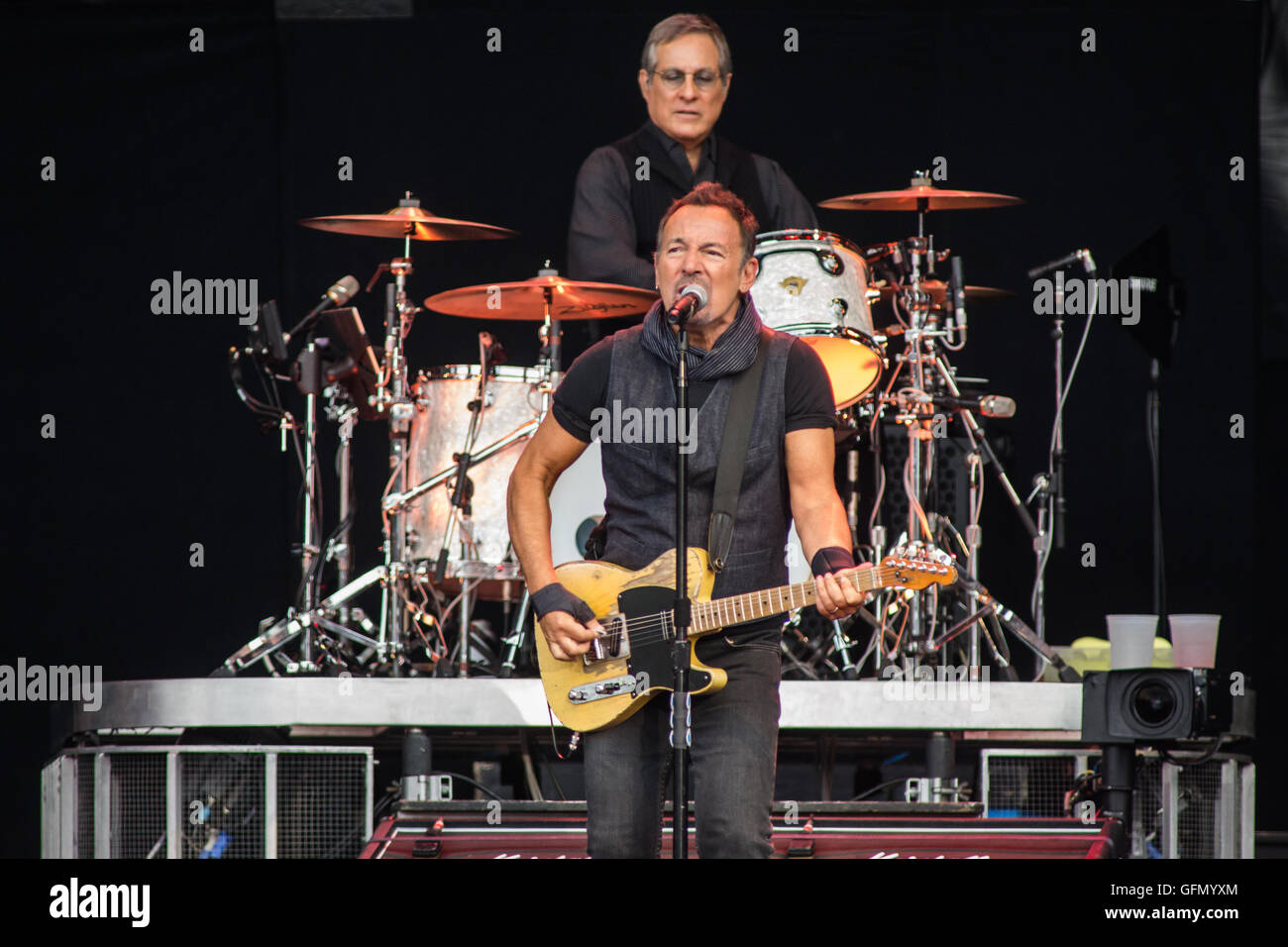 Zürich en Suisse. Le 31 juillet 2016. Le chanteur Bruce Springsteen et le E Street Band effectue sur scène au Letzigrund Stadion lors du dernier salon européen de 'la rivière d''2016' Credit : Rodolfo Sassano/Alamy Live News Banque D'Images