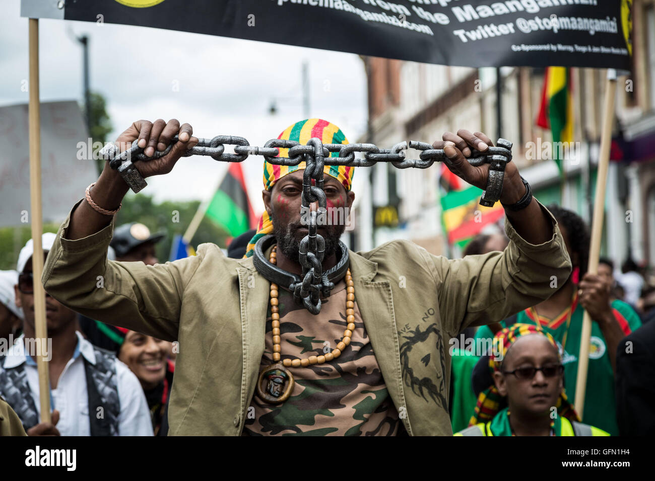 Londres, Royaume-Uni. 1er août 2016. Afrikan annuelle La Journée de l'émancipation des réparations à partir de mars, Brixton Sud London Crédit : Guy Josse/Alamy Live News Banque D'Images