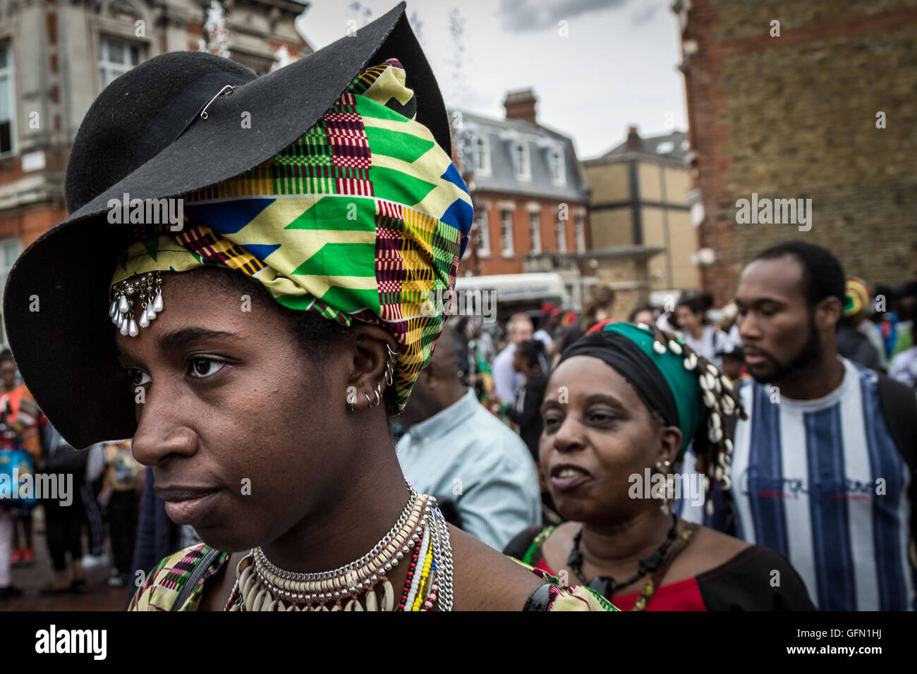 Londres, Royaume-Uni. 1er août 2016. Afrikan annuelle La Journée de l'émancipation des réparations à partir de mars, Brixton Sud London Crédit : Guy Josse/Alamy Live News Banque D'Images