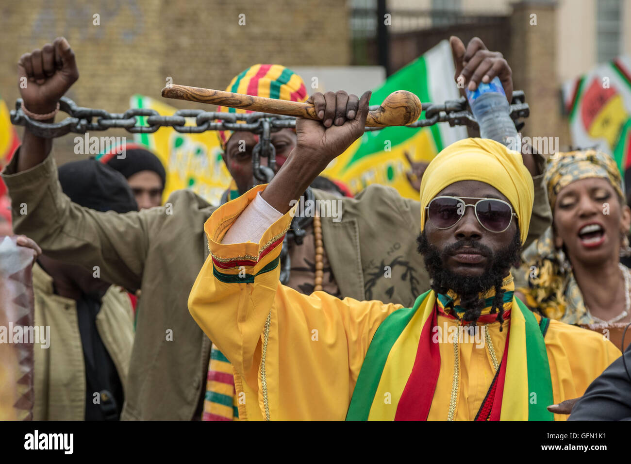 Londres, Royaume-Uni. 1er août 2016. Afrikan annuelle La Journée de l'émancipation des réparations à partir de mars, Brixton Sud London Crédit : Guy Josse/Alamy Live News Banque D'Images