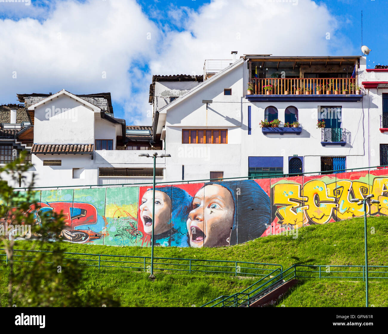 L'art urbain dans la banlieue de Quito, capitale de l'Équateur, en Amérique du Sud Banque D'Images