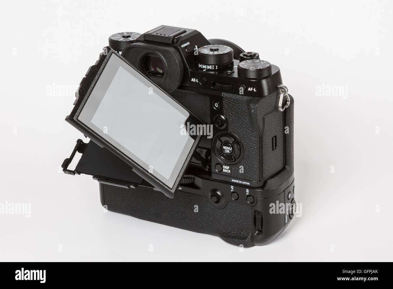 FUJIFILM X-T2, 24 mégapixels, caméra vidéo 4K mirrorless avec une batterie supplémentaire et poignée arrière mobile avec écran de l'arrière Banque D'Images