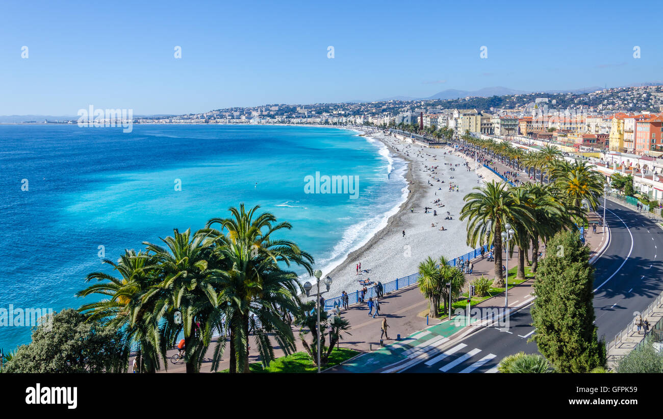 Carte de visite agréable vue sur la baie des Anges, France Banque D'Images