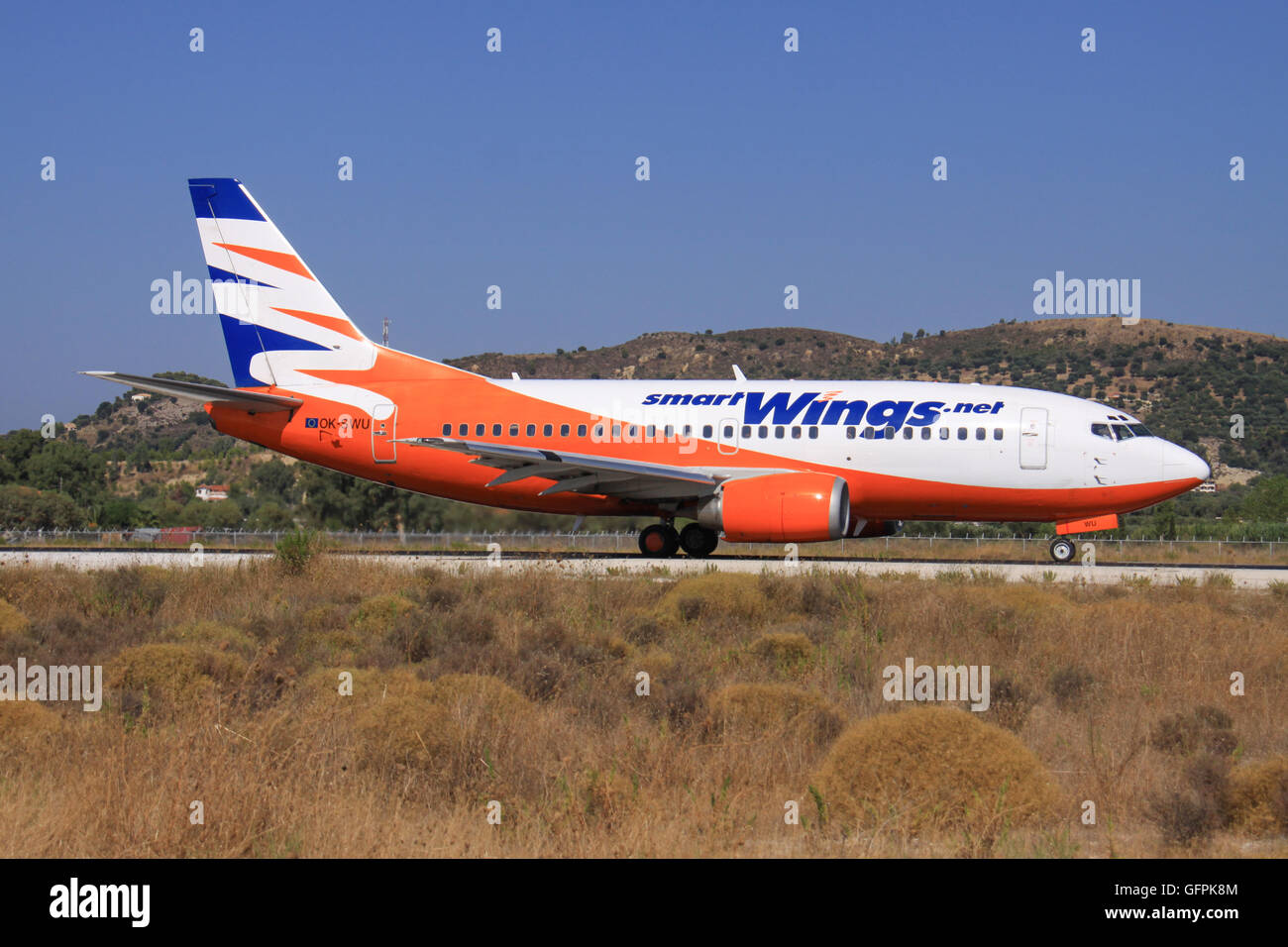 Zante/Grèce le 3 août 2015 : Boeing 737 de Smart Wings a Zakynthos Ville. Banque D'Images