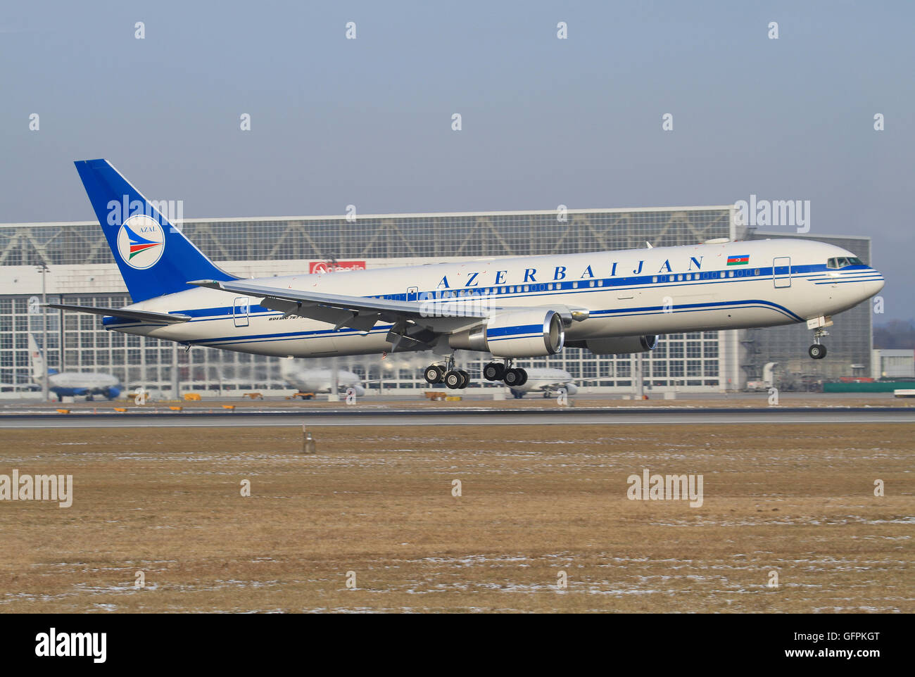 Unic/Allemagne, 23 février 2012 : Azerbajan Boeing 767 de la Force aérienne à l'aéroport de Munic Banque D'Images