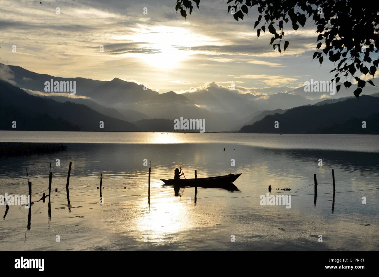 Lac Fewa pokhara Népal Banque D'Images