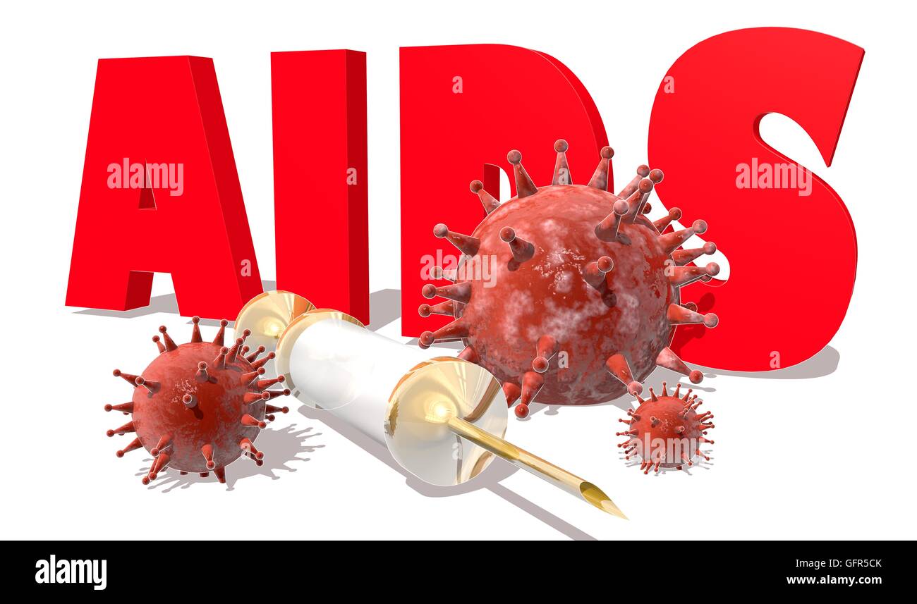 Résumé sur l'image du virus du SIDA en toile de fond et du texte. Danger du  virus du sida par rapport illustration. Thème de la recherche médicale.  L'épidémie de virus Photo Stock -