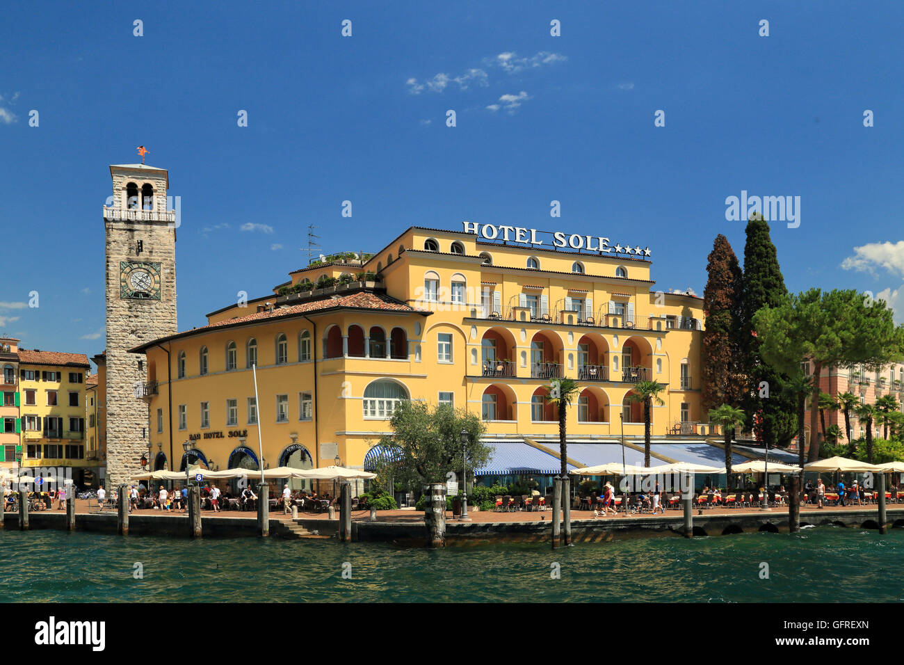 Hotel Sole, Riva del Garda, Lac de Garde, Lago di Garda, Italie, San Lorenzo al Mare Banque D'Images