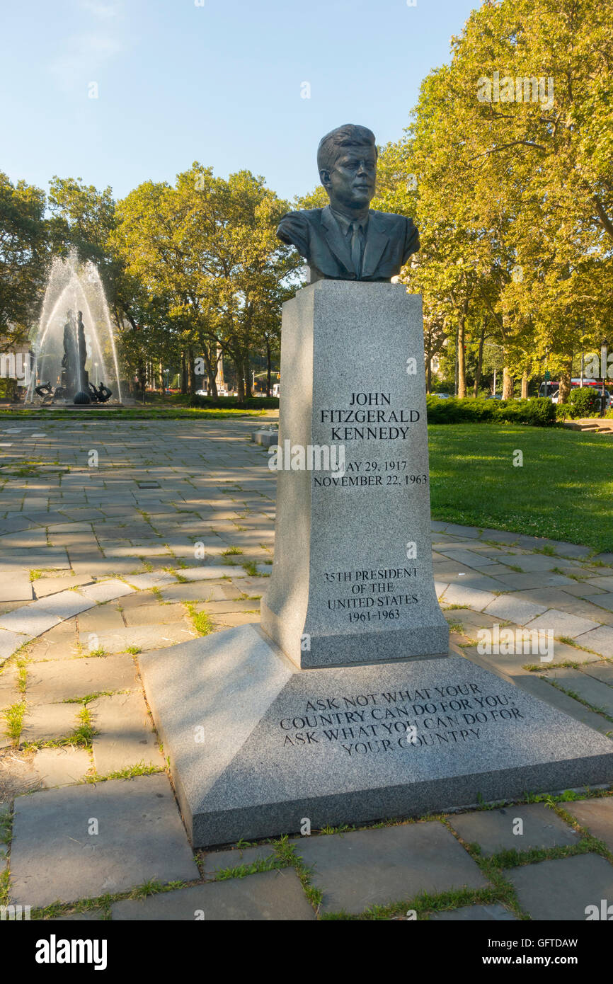 Statue de JFK de New York Brooklyn Banque D'Images