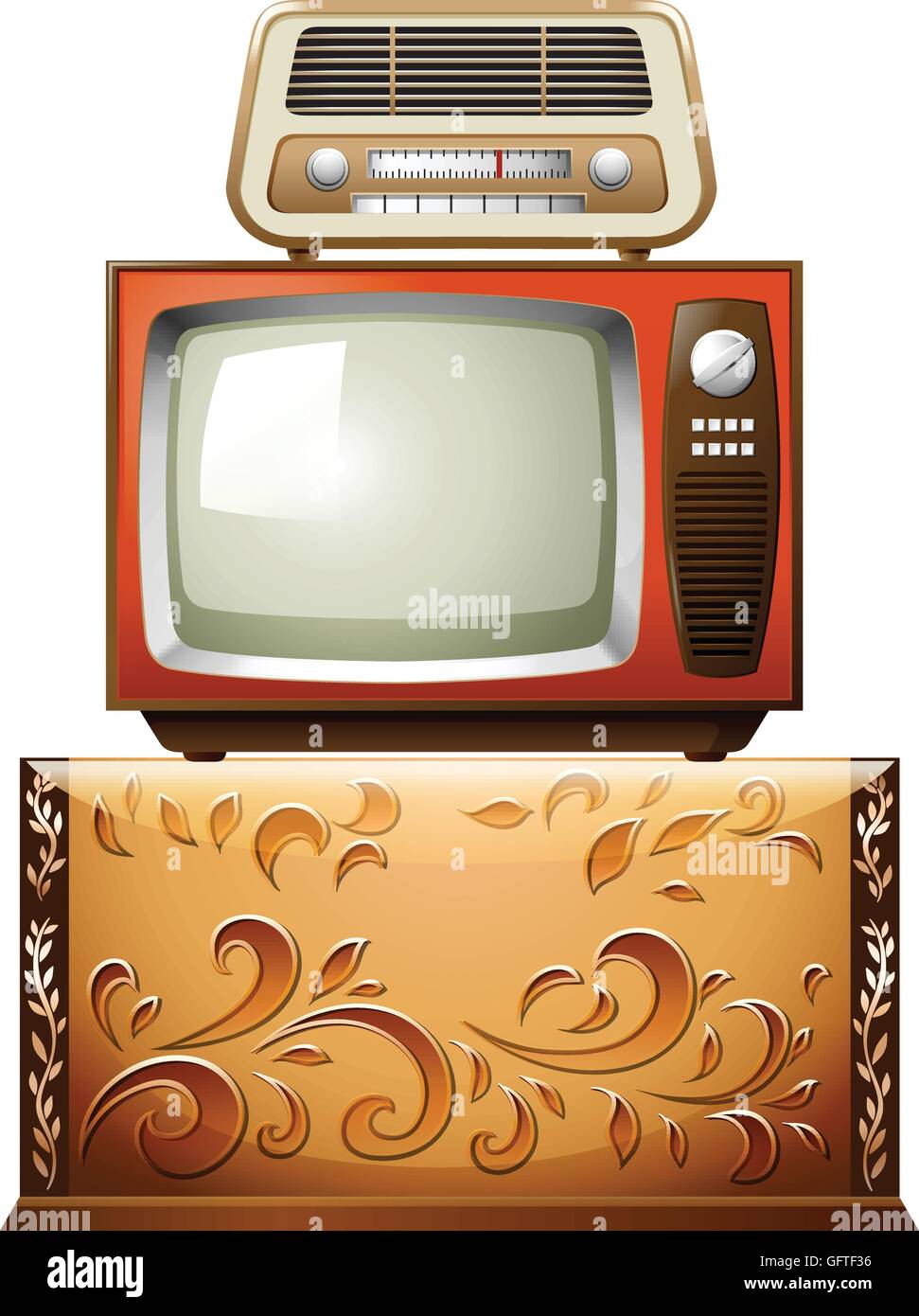 La télévision et la radio sur l'illustration Illustration de Vecteur