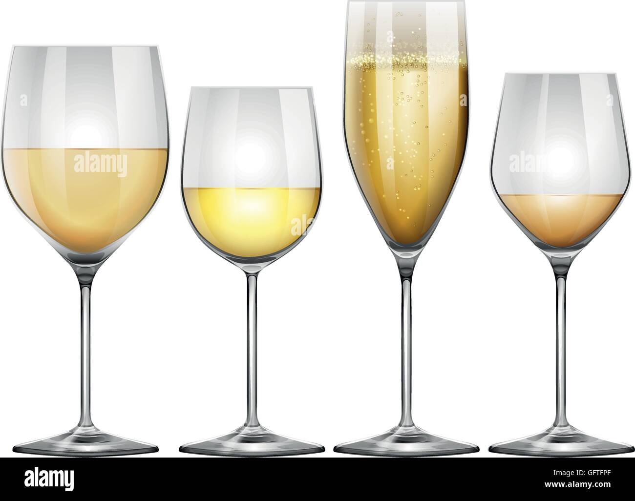 Vin blanc dans des grands verres illustration Illustration de Vecteur