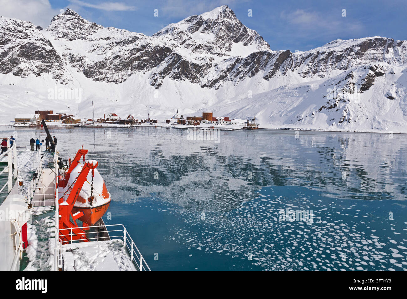 Vue de l'ancien règlement, les baleiniers à Grytviken du Sud