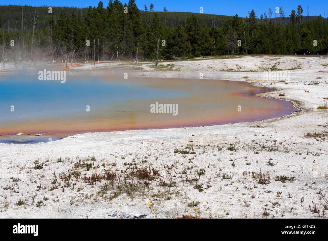 Coucher du soleil, le lac du bassin de sable noir, Parc National de Yellowstone Banque D'Images