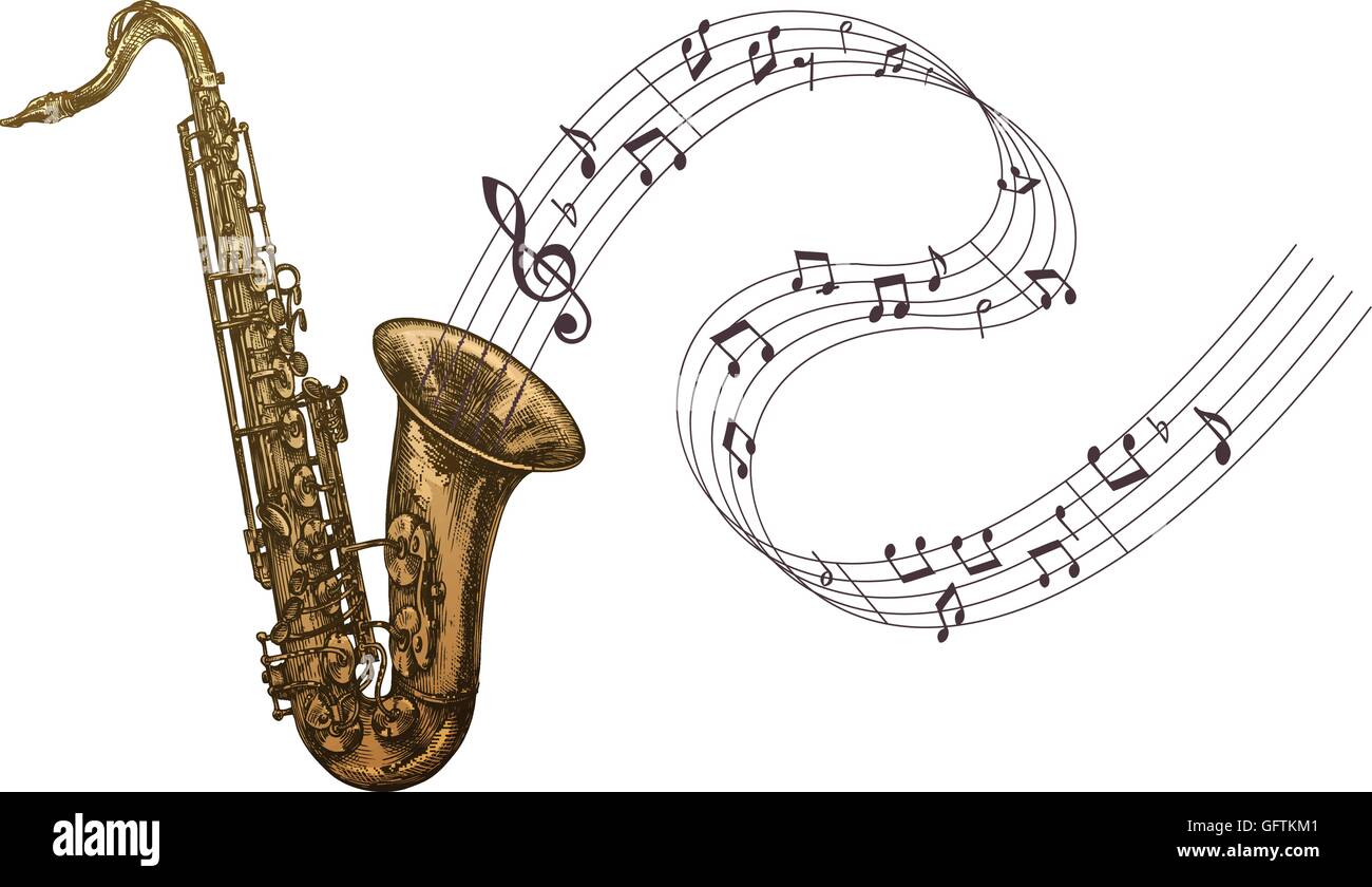Musique, jazz saxophone vector illustration Illustration de Vecteur