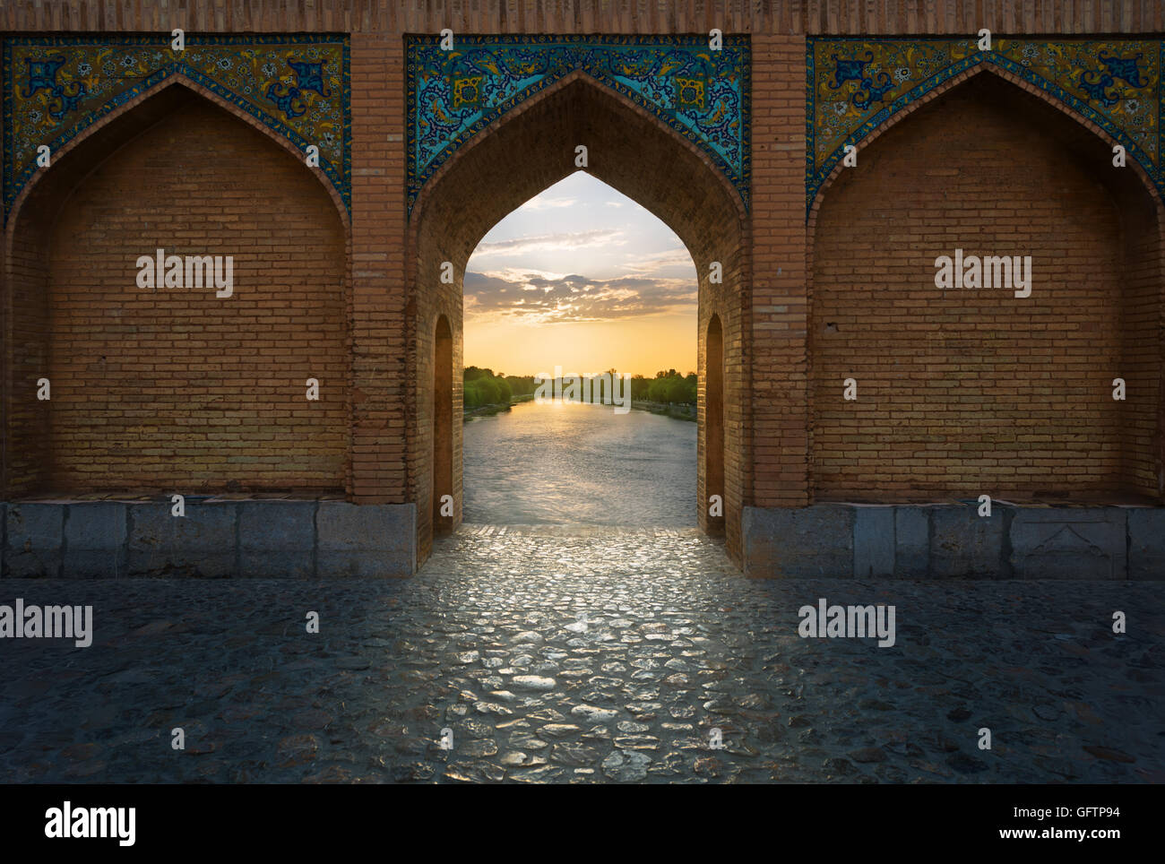 Pont Khaju est un pont dans la province d'Isfahan, Iran. Banque D'Images