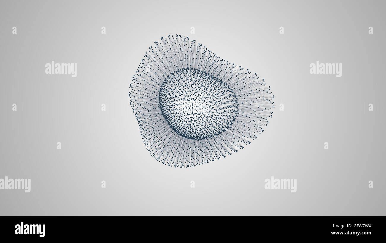 Metamorphose de la forme amorphe à partir de points et de lignes, abstract animation de forme future Banque D'Images