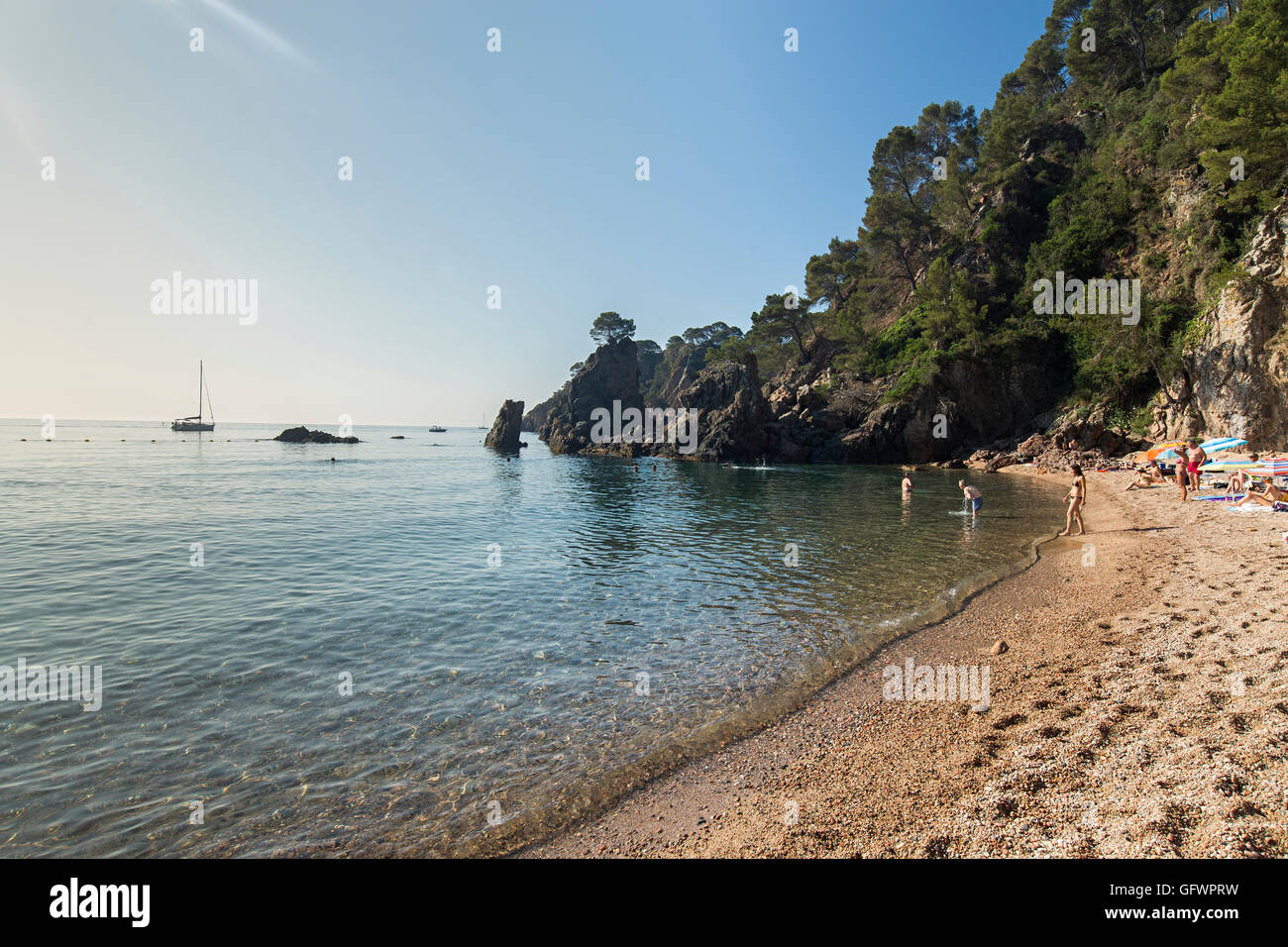 Plage cachée à Calella de Palafrugell, Costa Brava. Banque D'Images