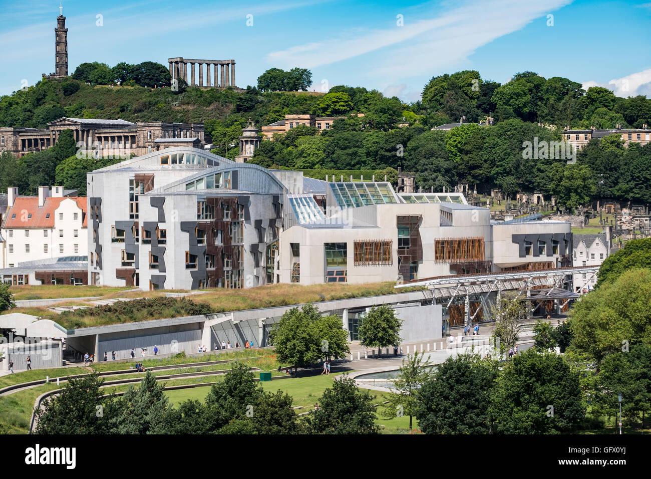 Vue sur le bâtiment du parlement écossais à Édimbourg en Écosse , Royaume-Uni Banque D'Images