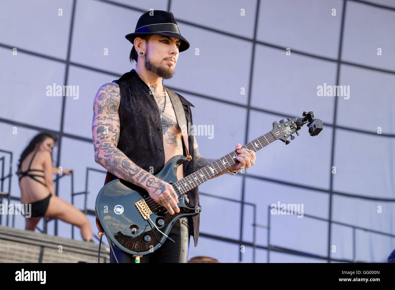 Chicago, Illinois, USA. 30 juillet, 2016. Le guitariste Dave Navarro de Jane's Addiction effectue en direct lors du Festival de musique Lollapalooza au Grant Park de Chicago, Illinois © Daniel DeSlover/ZUMA/Alamy Fil Live News Banque D'Images