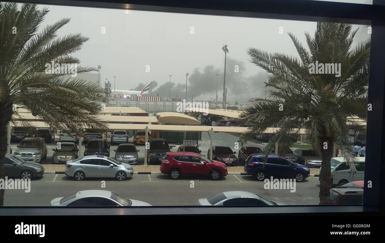 Dubaï, Émirats arabes unis. 3 Août, 2016. L'aéroport international de Dubaï, écrasé à l'atterrissage, 3 août 2016 : Crédit Naidoo Vishay/Alamy Live News Banque D'Images