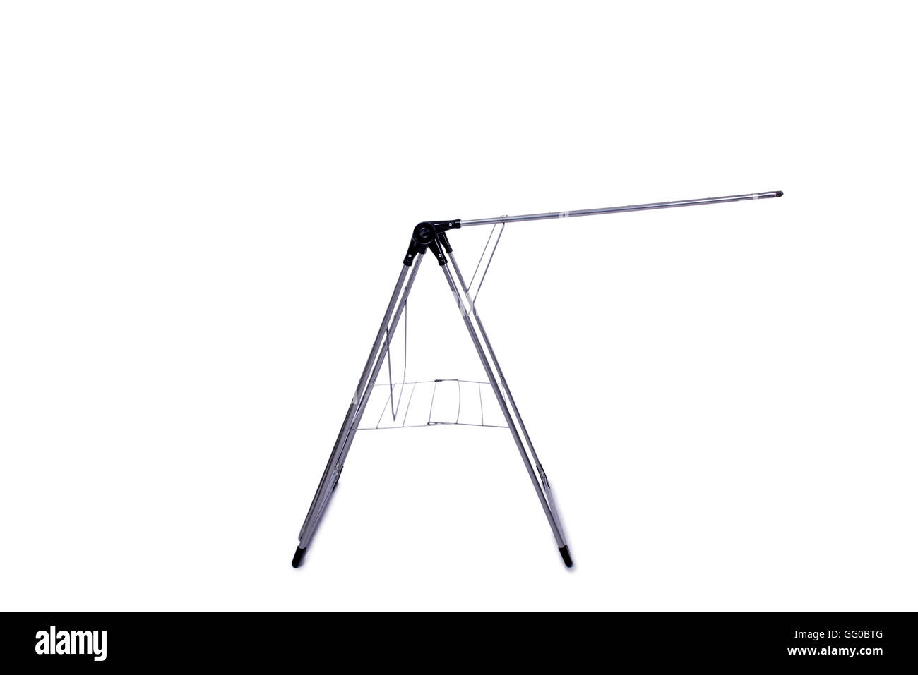 Retractable clotheshorse isolé sur fond blanc Banque D'Images