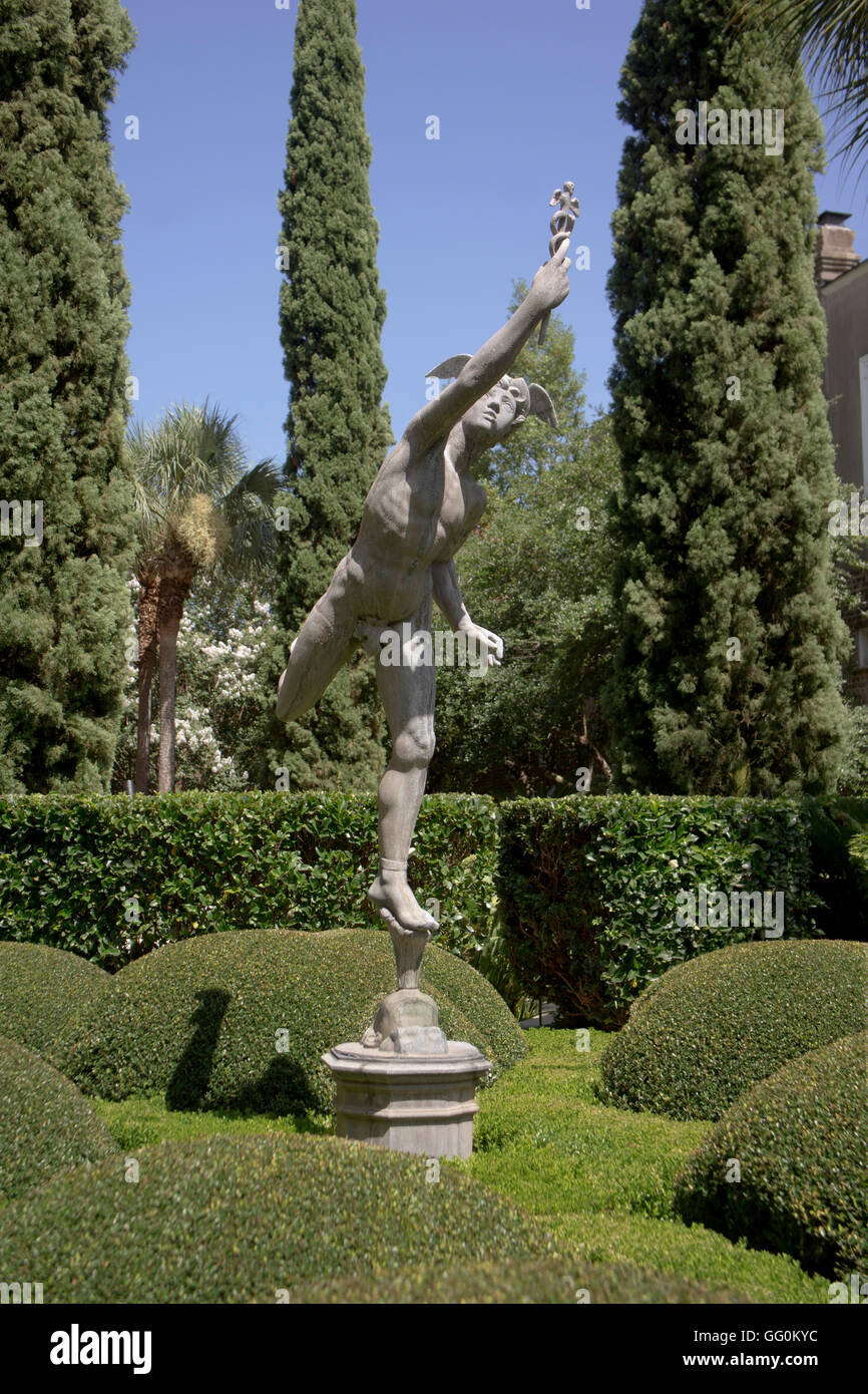 Jardin à la maison de Calhoun, Charleston, Caroline du Sud. Banque D'Images