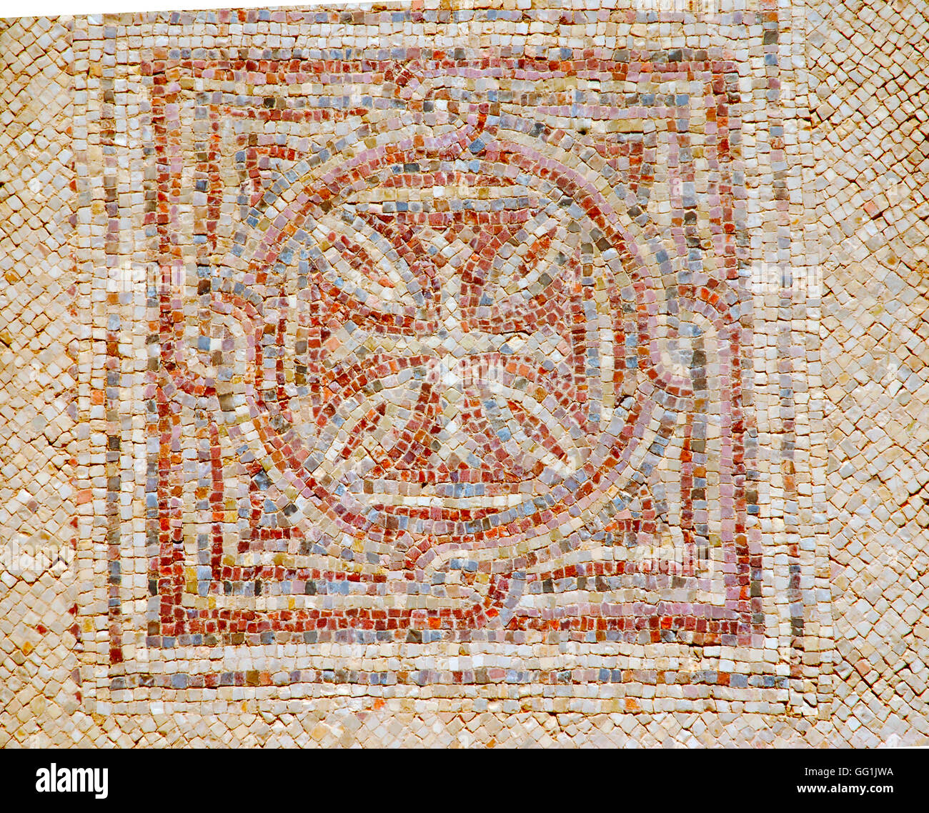 5886. Sol de mosaïque (détail) de l'église byzantine de Shoham datant de c. 5ème. C. L'annonce Banque D'Images