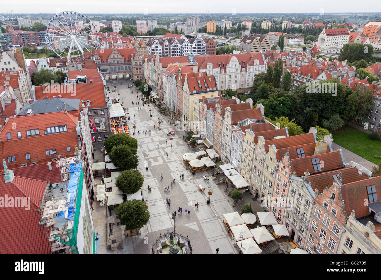 Vue sur le centre de la ville de Gdansk. La ville est la capitale historique de la Polish occidentale avec l'architecture de la vieille ville médiévale Banque D'Images