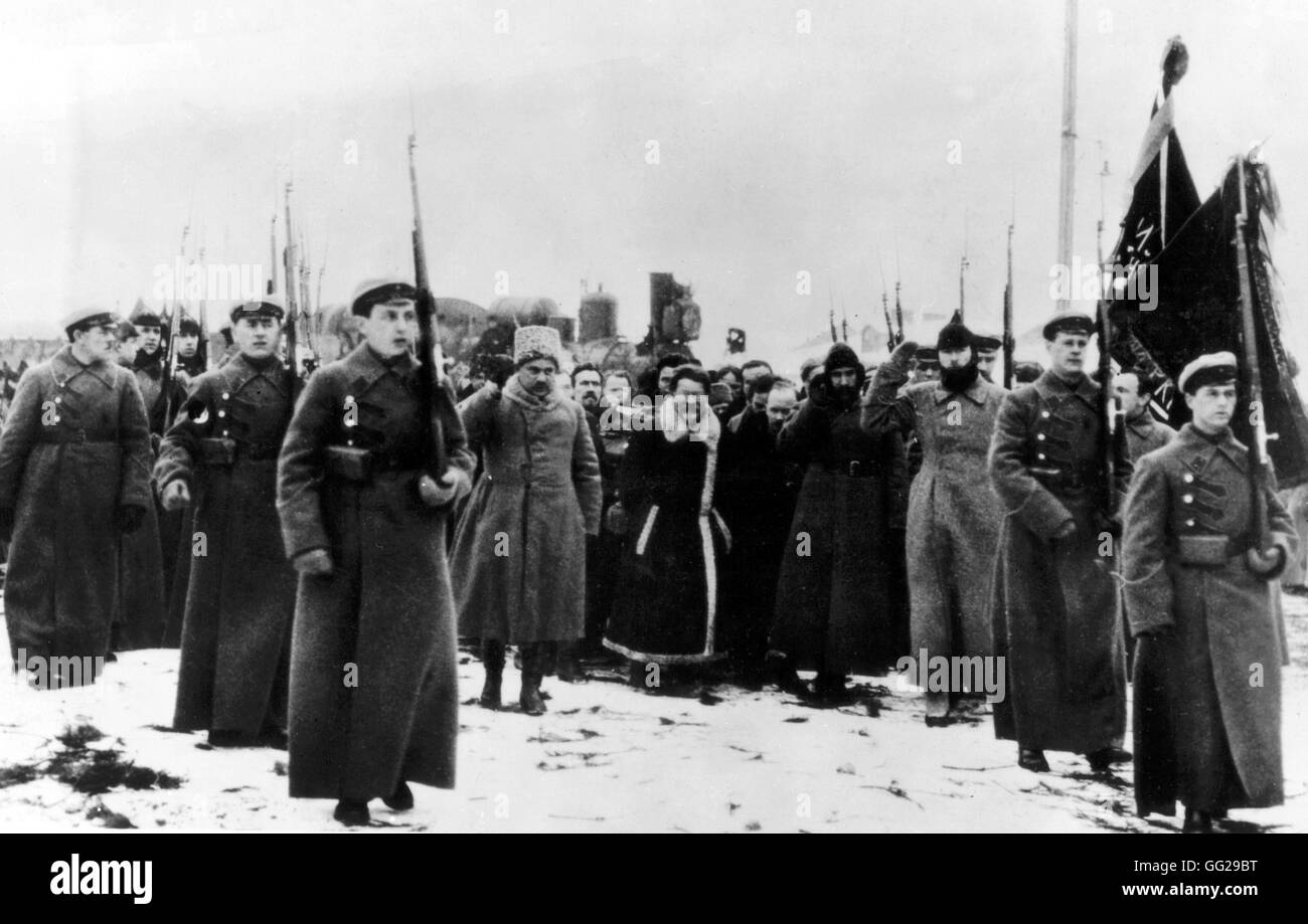 Les funérailles de Lénine. Ses restes en arrivant de la gare Paveletsky. 1924 URSS Banque D'Images