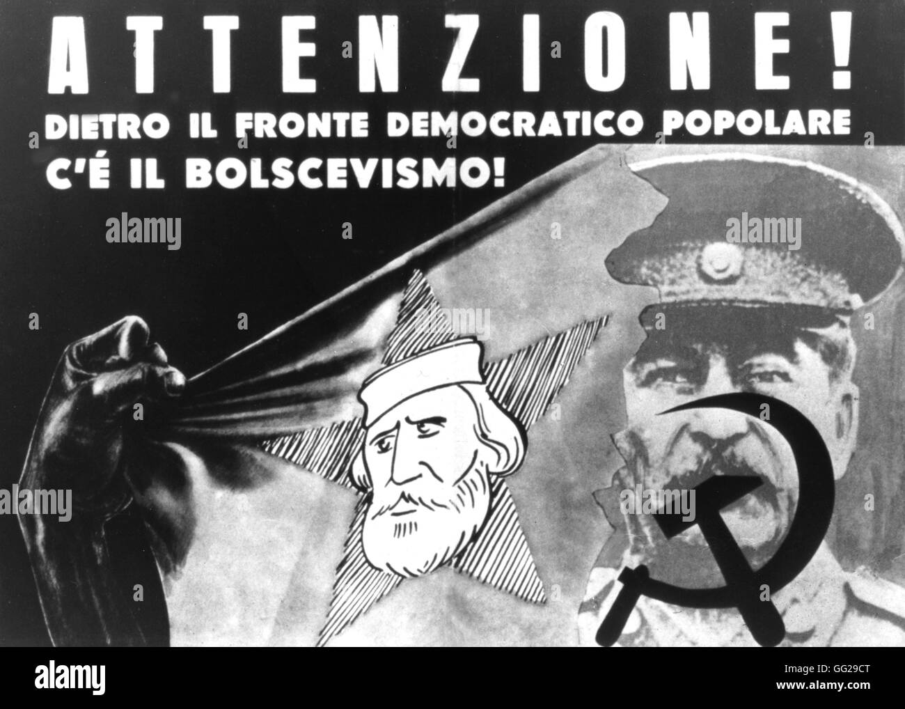 Affiches de propagande électorale de la démocratie Chistian contre le Front démocratique populaire italien Italie 1948, Bibliothèque du Congrès de Washington Banque D'Images