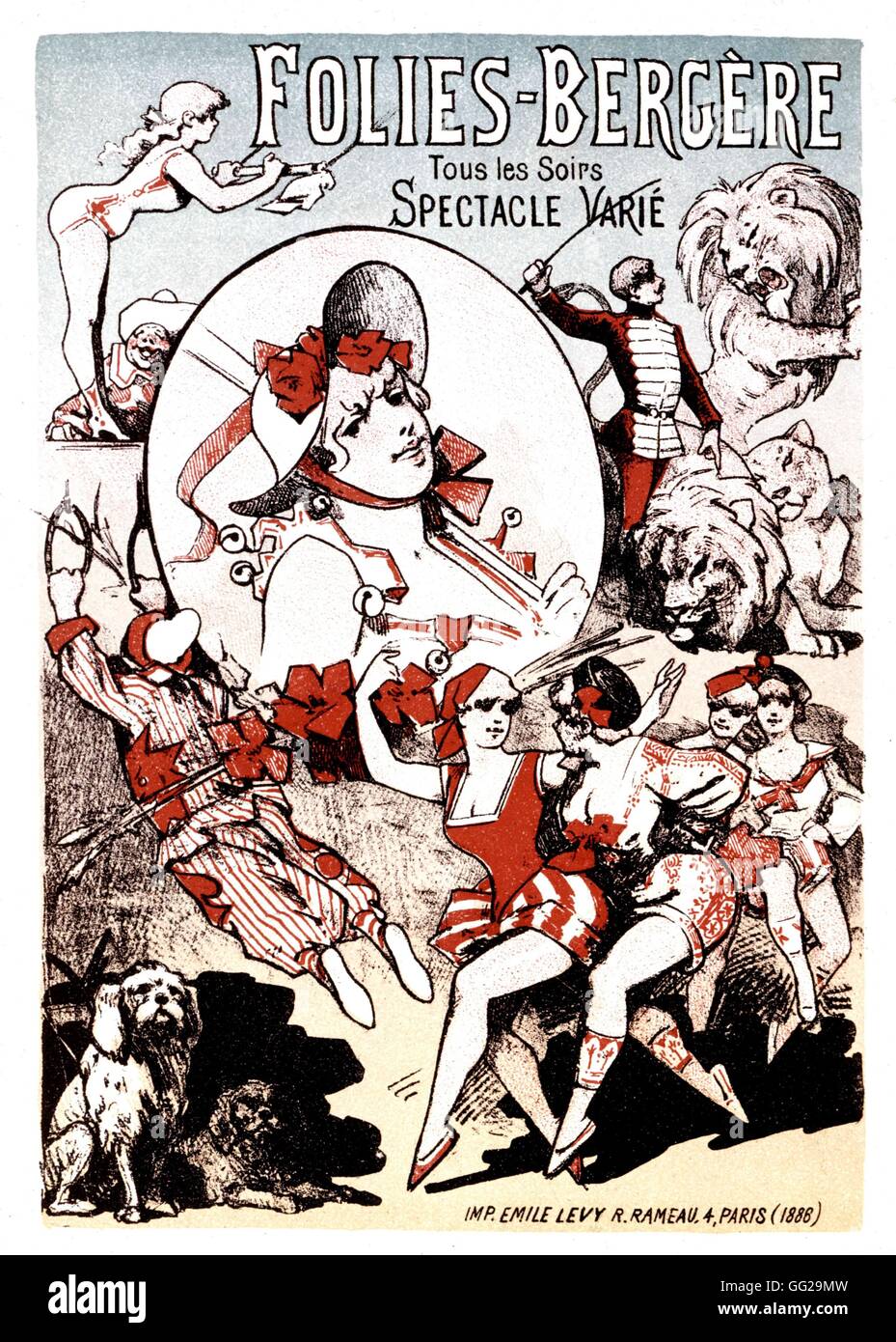Affiche publicitaire par A. Dam dit Damour pour le cabaret aux Folies-Bergère France 1886 Banque D'Images