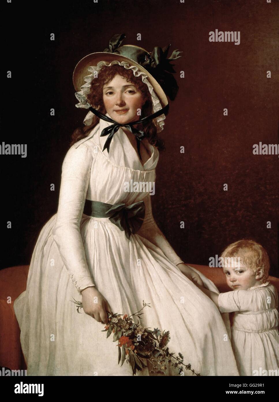 Jacques-Louis David école française Madame Pierre Sériziat, soeur de Mme David, avec son fils Emile 1793 Huile sur panneau (131 x 96 cm) Paris, musée du Louvre Banque D'Images