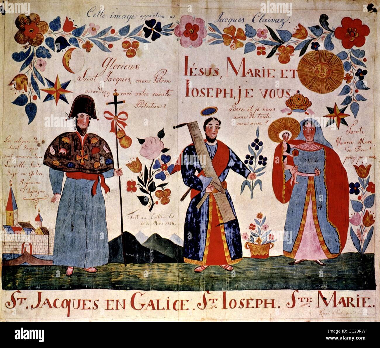 Plaque commémorative : Saint Jacques de Compostelle, saint Joseph et saint Maria pas daté Pinx collection privée Banque D'Images