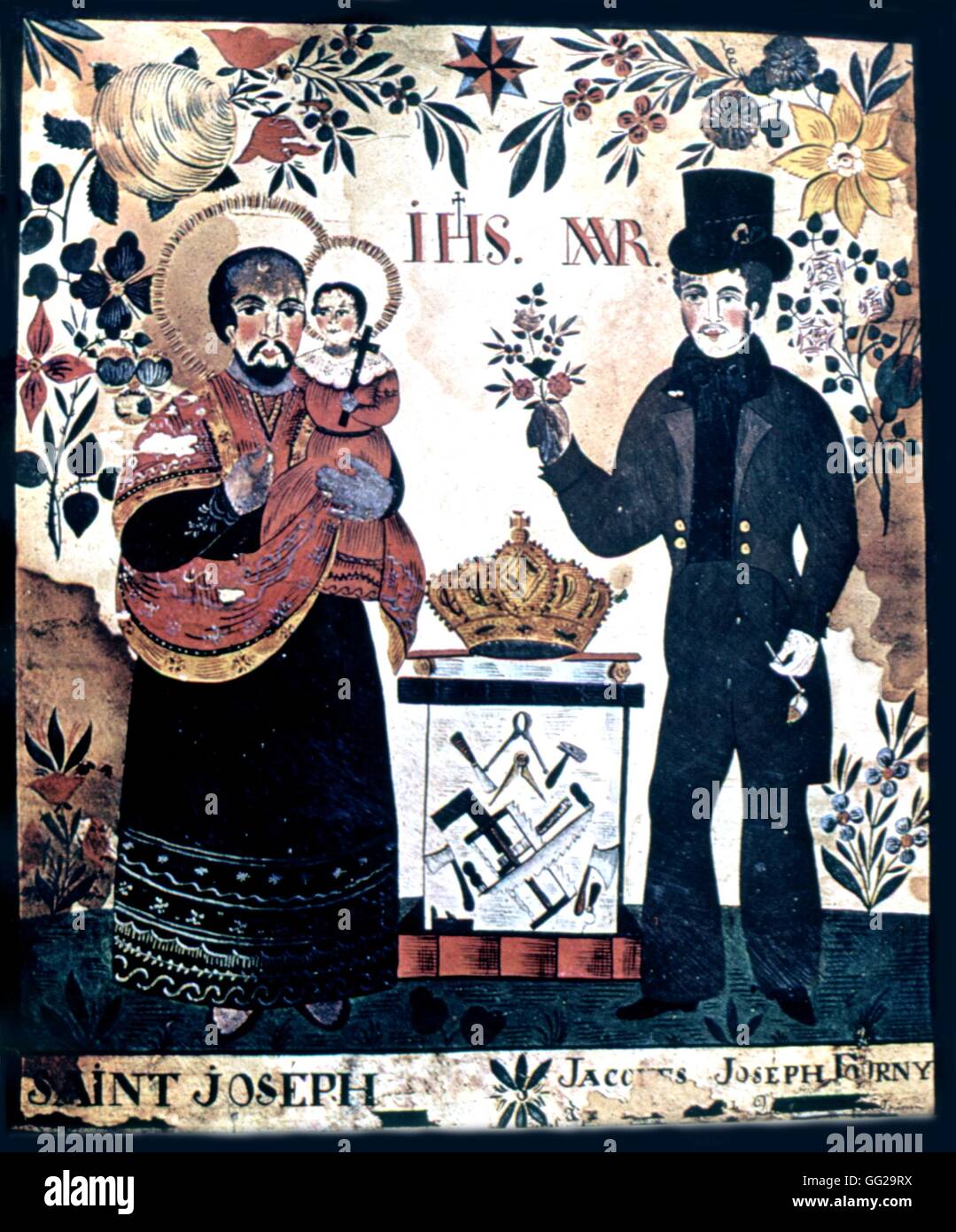 Plaque commémorative : Saint Joseph 20 avril 1850 Jacques Fourny collection privée Banque D'Images