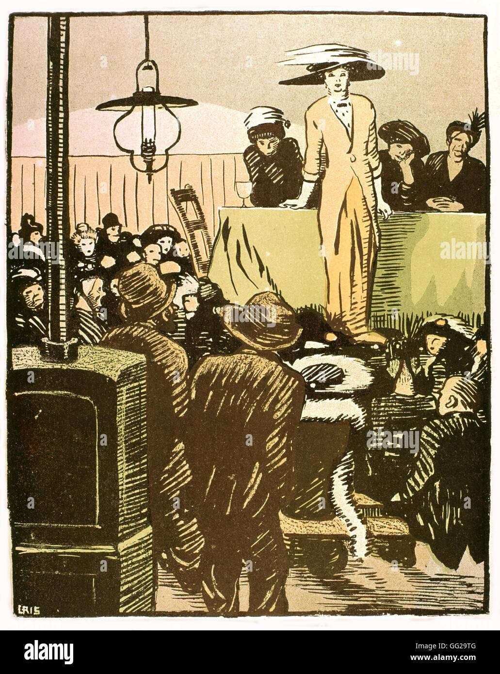 Gris : réunion ouverte des féministes à partir de "L'assiette au beurre", 30 avril, 1910 France Banque D'Images
