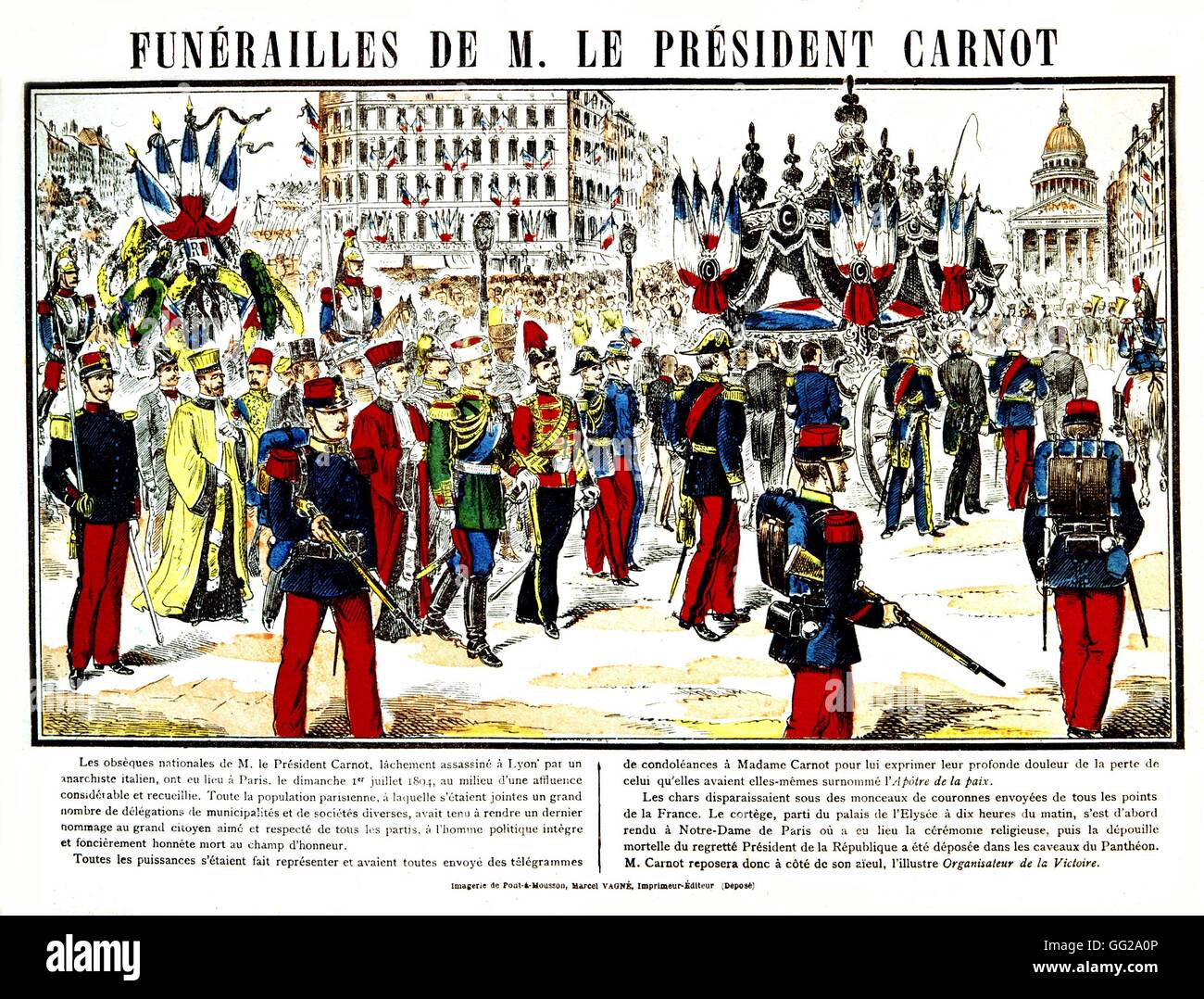 Imprimer Français populaire Président Carnot 1894 Funérailles de France Paris, Musée Carnavalet Banque D'Images