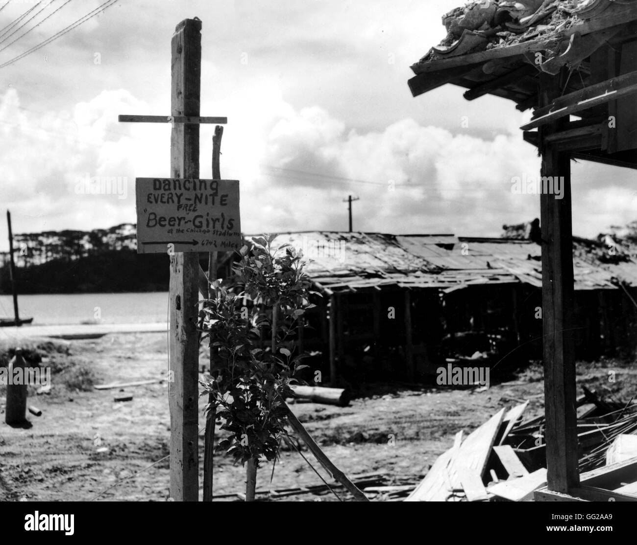 La guerre du Pacifique : après le bombardement d'Okinawa au Japon 1945 - La Seconde Guerre mondiale, Washington. Archives nationales Banque D'Images