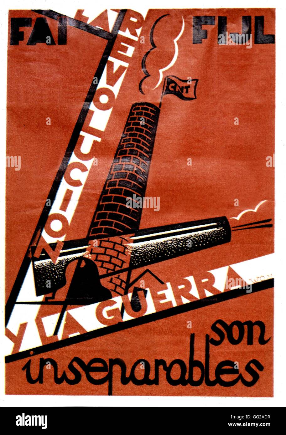 Affiche pour le FAI (parti anarchiste espagnol) 1936 Guerre d'Espagne Banque D'Images