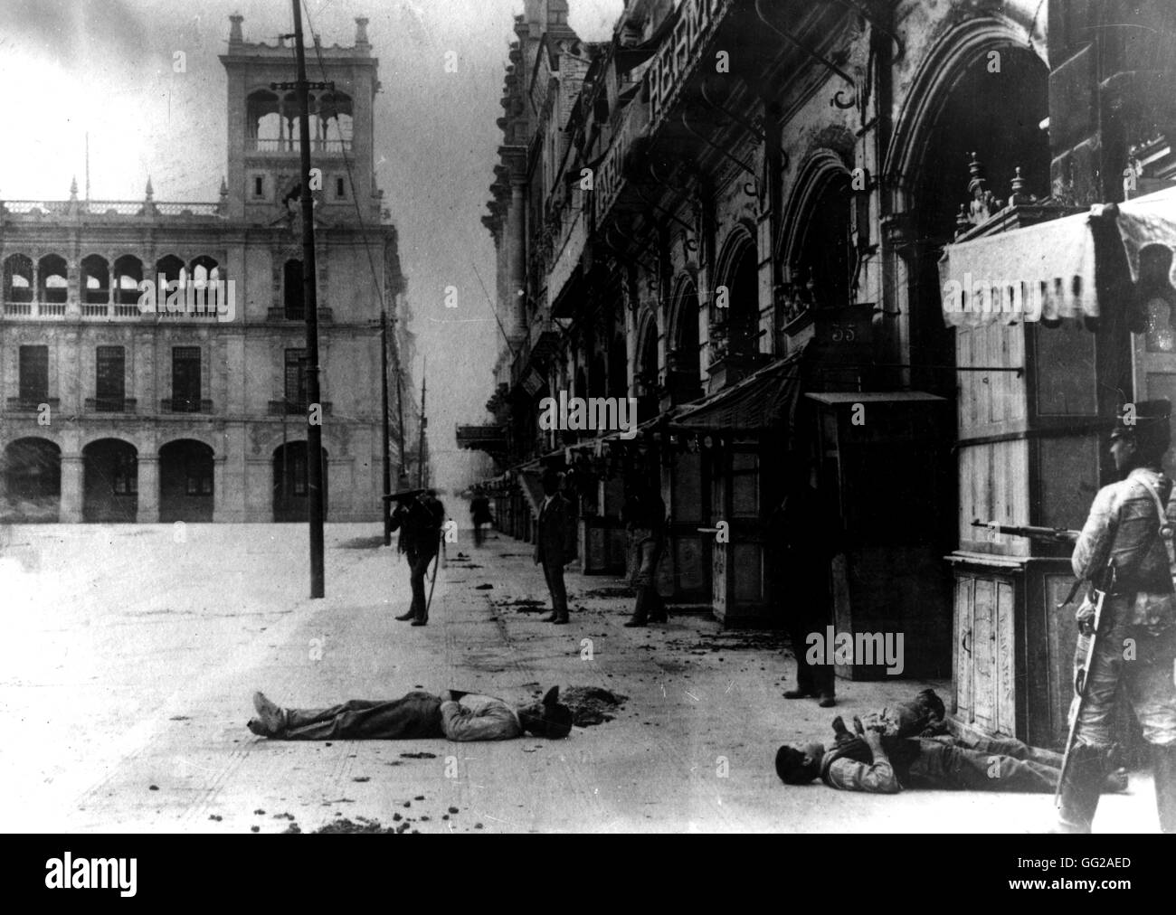 Révolution mexicaine. Cadavre dans la rue au Mexique. 20 mai 1914 Mexique Washington, D.C. Library of Congress Banque D'Images