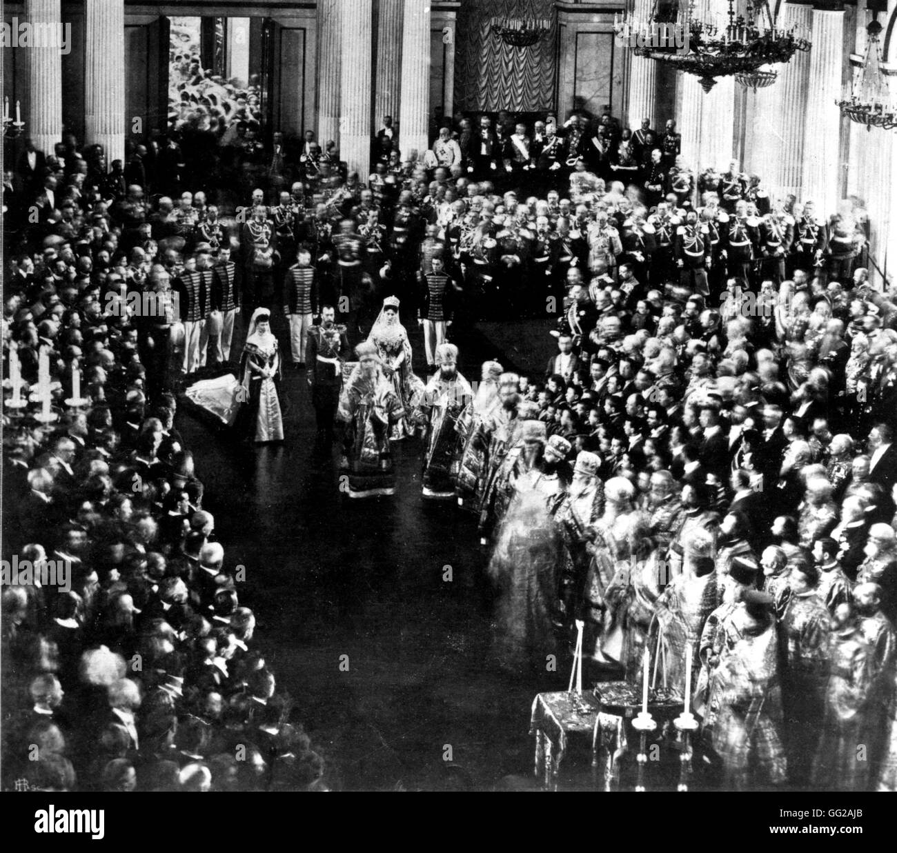 Grande ouverture de la Douma, dans le Palais d'hiver, par le Tsar Nicholas II 1905 Russie Banque D'Images