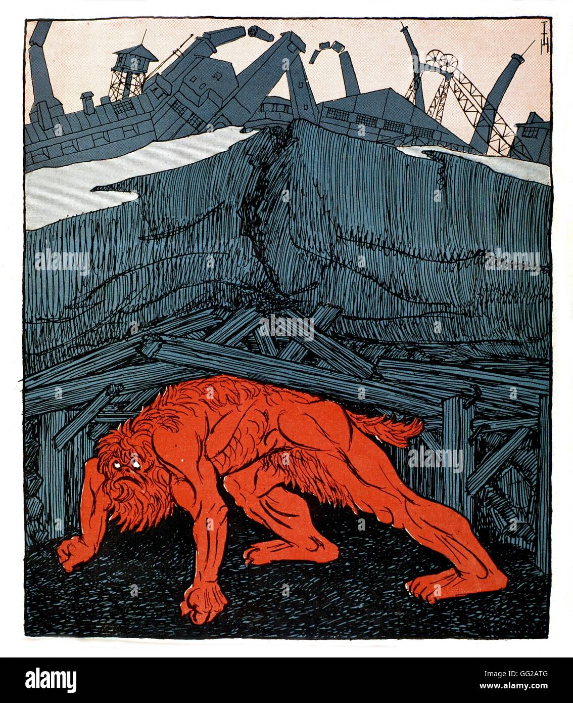 Caricature de Heinrich Heine dans 'Simplicissimus' magazine, à propos de la révolution de 1919 l'Allemagne Spartakist Banque D'Images