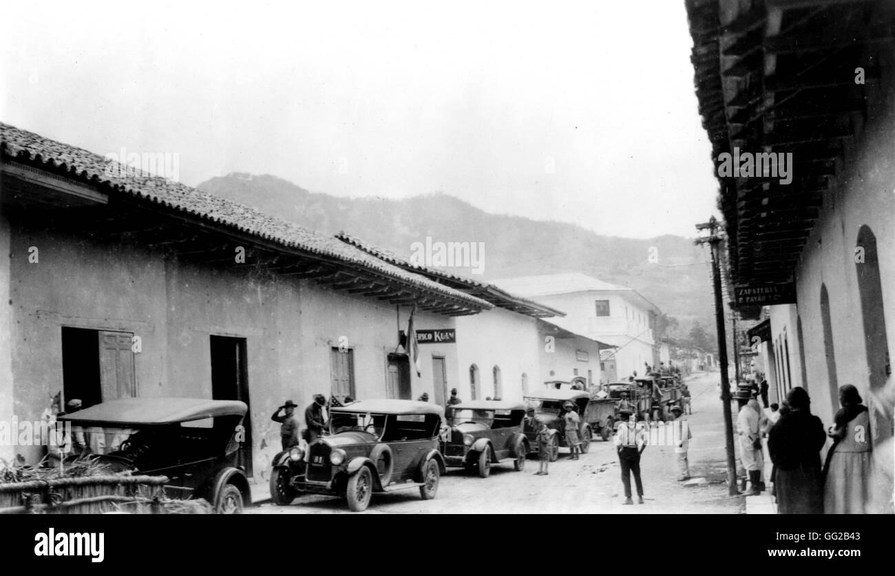 Bataillon de marines américains arrivant dans Hatagalpa 1927 Nicaragua Washington Library of Congress Banque D'Images