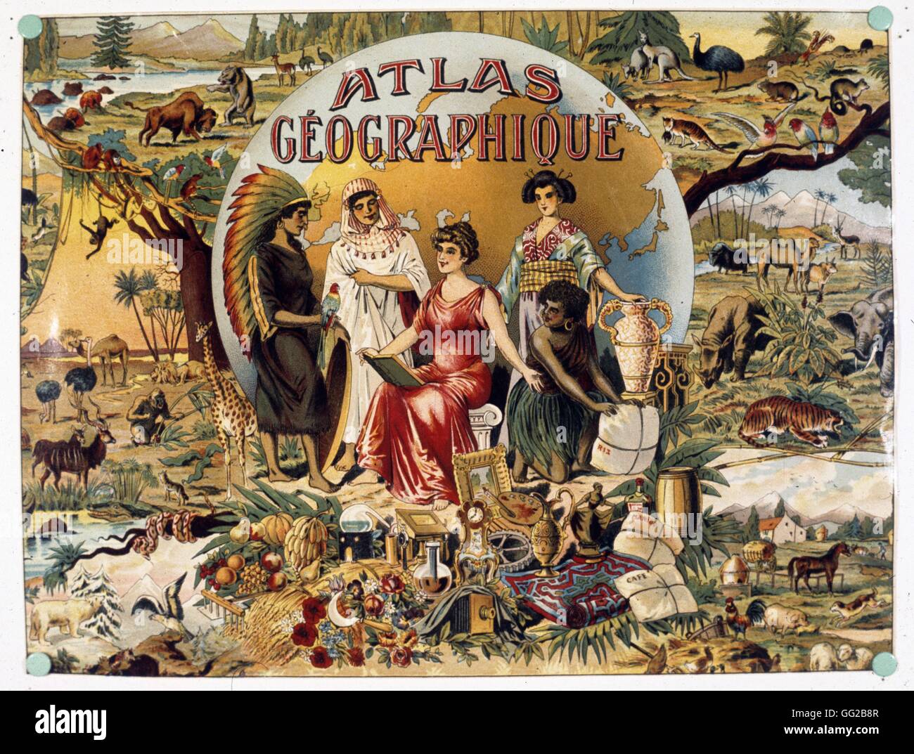 Atlas géographique présentant ce qu'on appelait alors les cinq courses France début du xxe siècle Banque D'Images