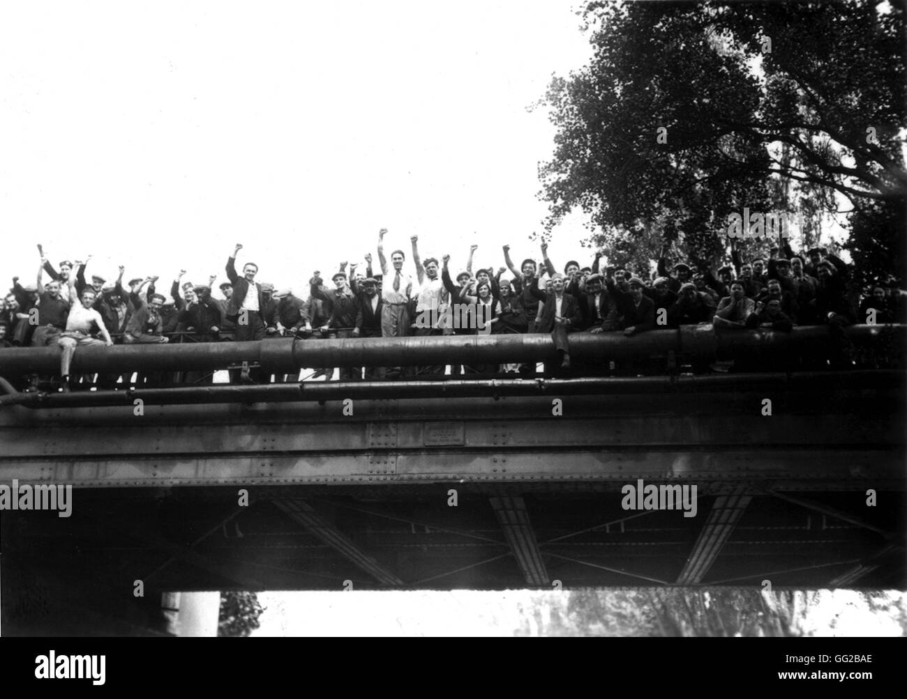 Grève à l'usine de Renault en France après l'accession au pouvoir du Front populaire. 19 juin, 1936 Banque D'Images