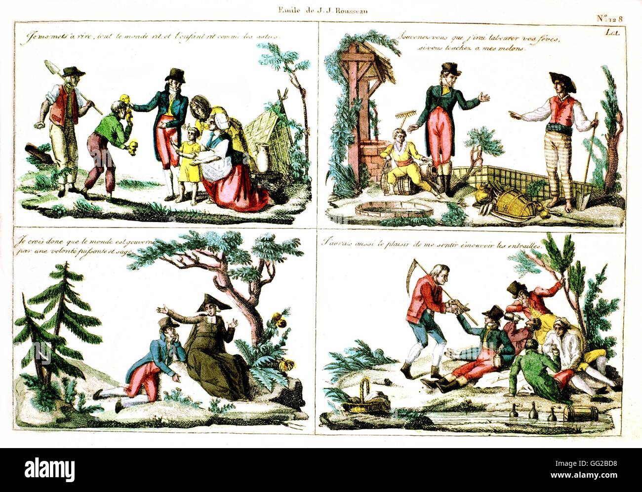 Popular print 'Emile' par Jean-Jacques Rousseau 18e siècle France Banque D'Images