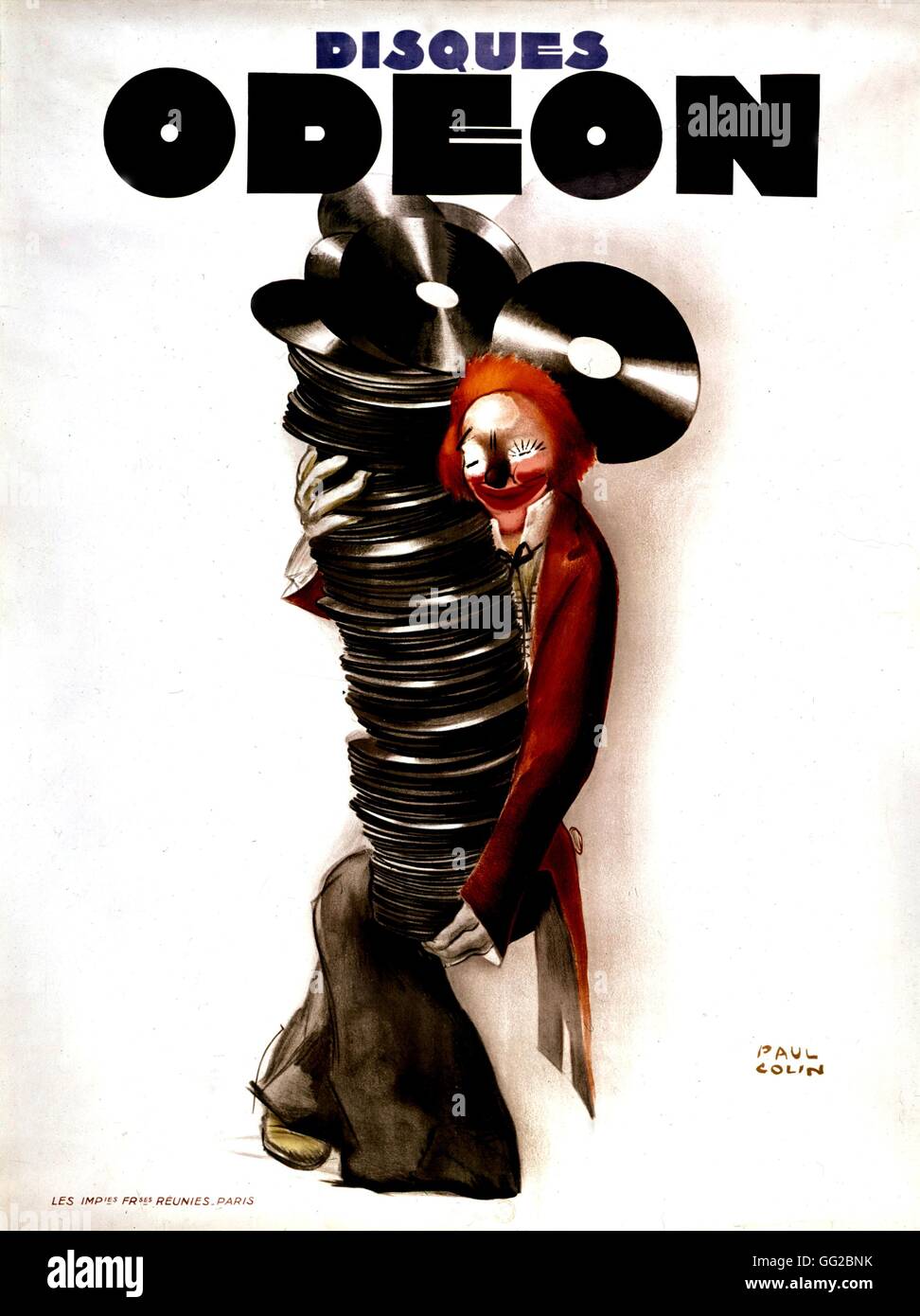 Paul Colin. Publicité affiche pour le 20e siècle France disques Odéon Banque D'Images