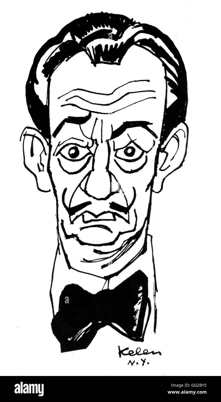 Portrait de Salvador Dali, dessin par Kelen 20e siècle Banque D'Images