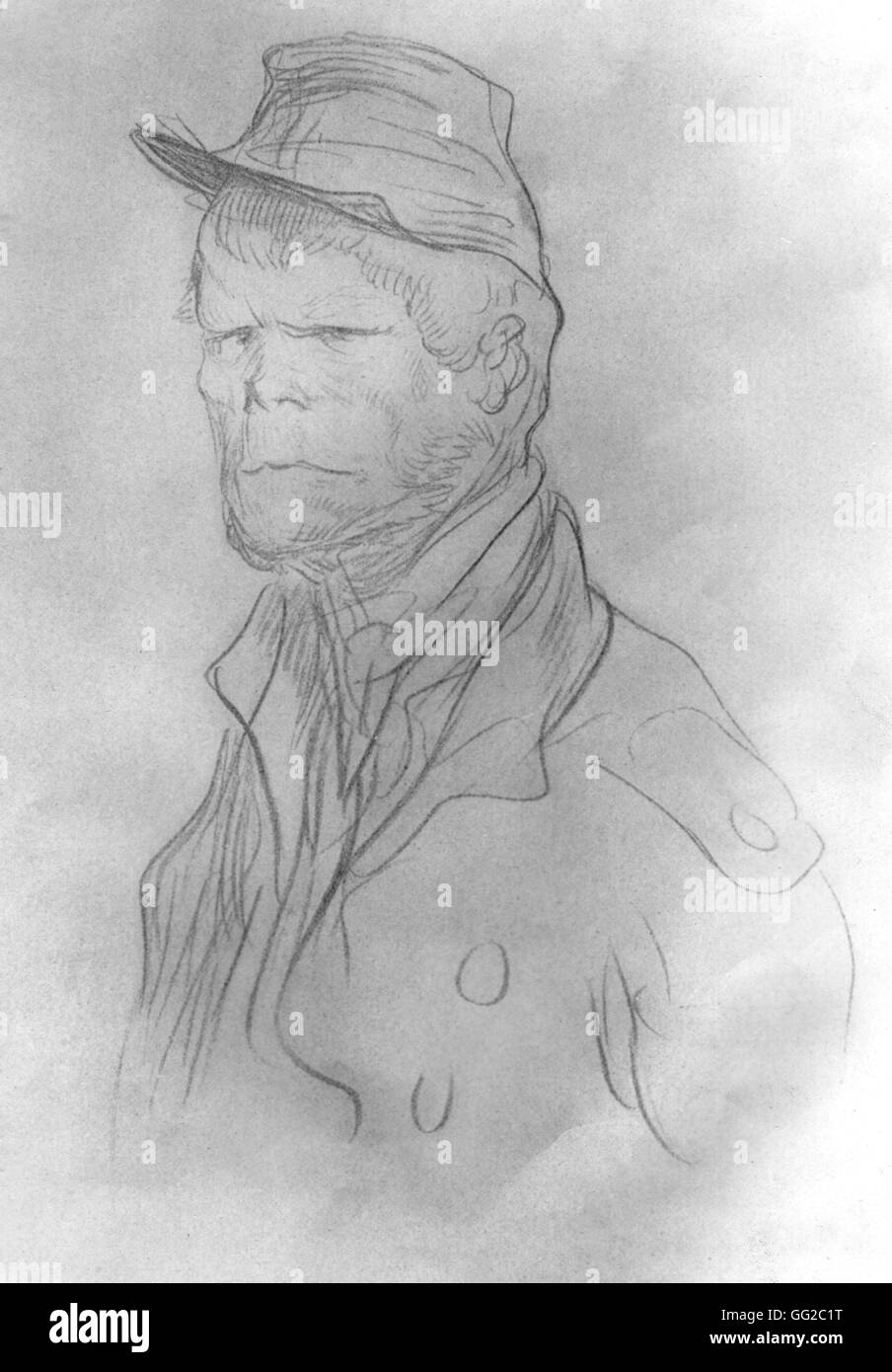 Dessin de Gustave Doré. Portrait d'une garde nationale 1871 France - Commune de Paris Banque D'Images