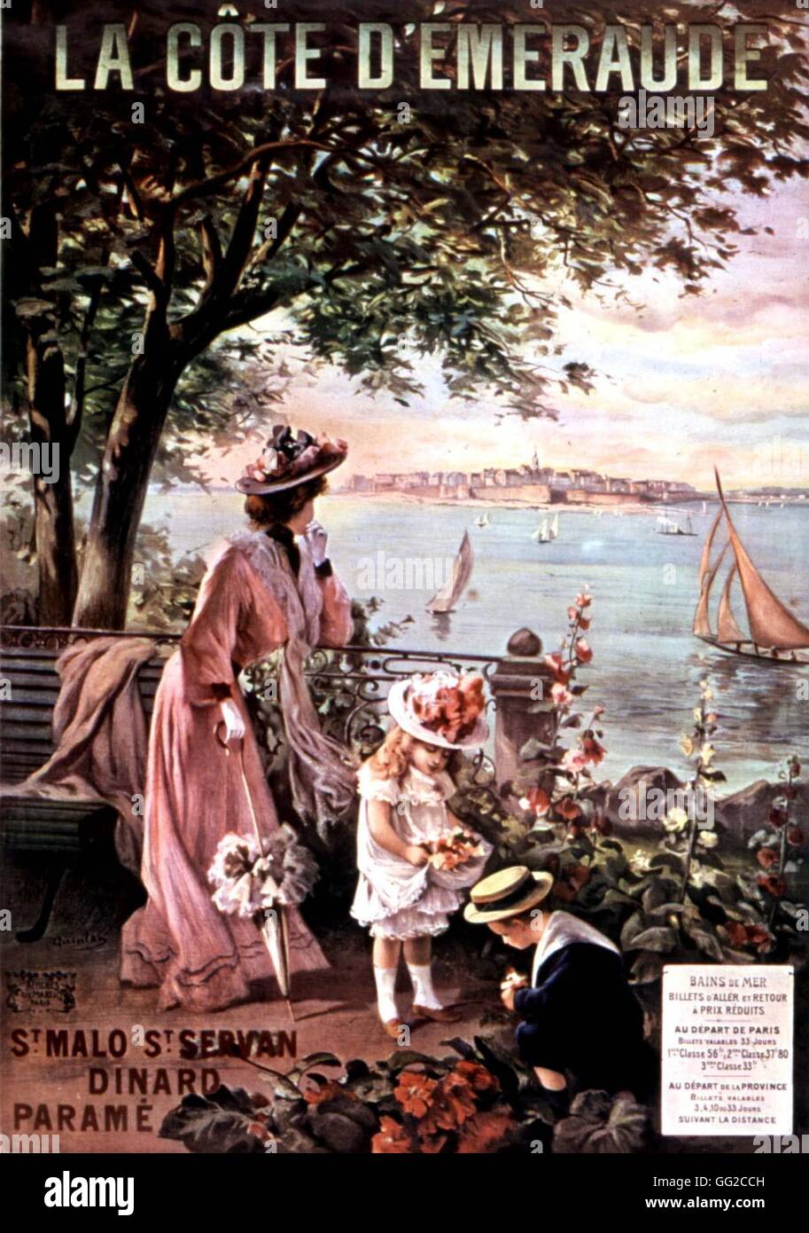 Affiche publicitaire pour la côte nord de Bretagne c.1900 France Banque D'Images